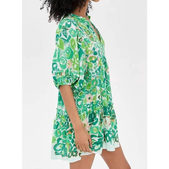 NEW POUPETTE ST BARTH aria mini dress in green pencilleo - Picture 9 of 9